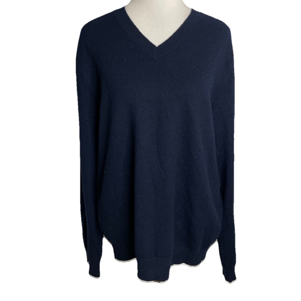 Vince Men's Navy Blue Cashmere V Neck Sweater  Preppy‎ Old Money L